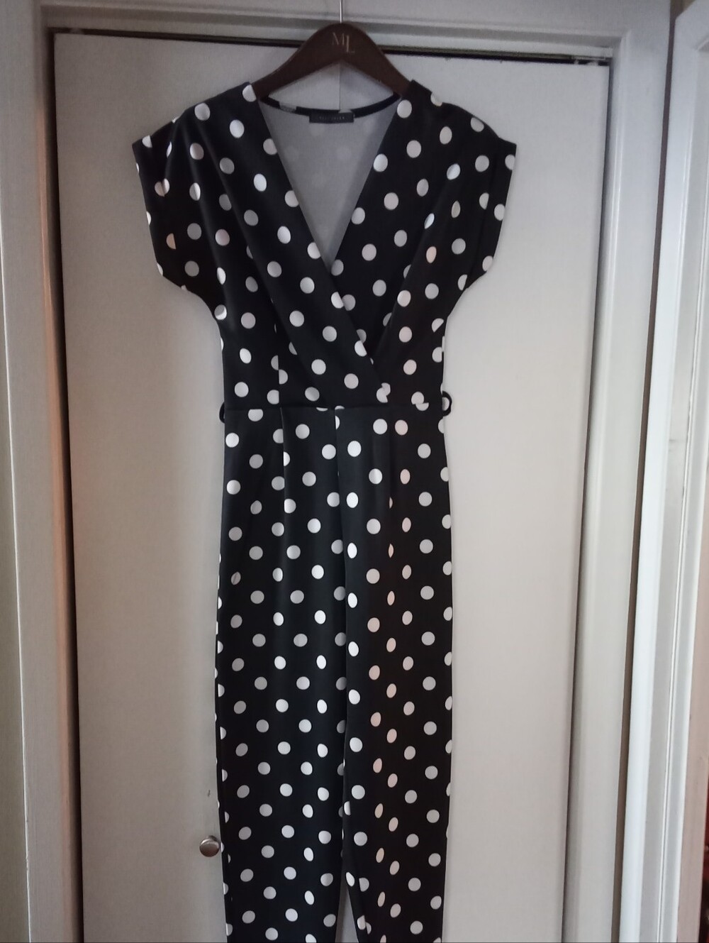 V Neck Polka Dot Jumpsuit